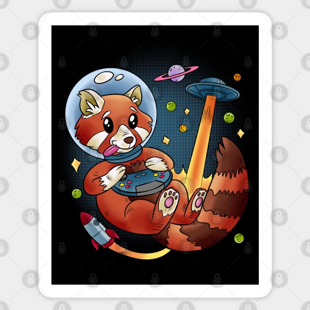 Red Panda Space Gamer Sticker by pako-valor